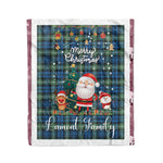 Personalized Gift Tartan Plaid Blanket Clan Lamont Ancient With Funny Santa Snowman Reindeer Merry Christmas Fleece Blanket, Home Living Room, Plaid Blanket, Tartan Blanket, Scottish Blanket, Buffalo fleece blanket, Christmas Blanket
