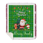Personalized Gift Tartan Plaid Blanket Clan Galloway Hunting With Funny Santa Snowman Reindeer Merry Christmas Gift Sherpa Blanket, blue plaid sherpa blanket,blue tartan sherpa blanket,Buchan,buffalo plaid sherpa blanket,christmas sherpa blanket,Christmas Throw Blanket