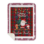 Personalized Gift Tartan Plaid Blanket Clan Sinclair With Funny Santa Snowman Reindeer Merry Christmas Gift Sherpa Blanket, blue plaid sherpa blanket,blue tartan sherpa blanket,Buchan,buffalo plaid sherpa blanket,christmas sherpa blanket,Christmas Throw Blanket