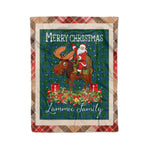 Personalized Gift Plaid Tartan Blanket Clan Lammie With Moose Lover Xmas Gift Santa Riding Christmas Fleece Blanket