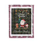 Personalized Gift Tartan Plaid Blanket Clan Davidson Tulloch Dress With Funny Santa Snowman Reindeer Merry Christmas Fleece Blanket, Home Living Room, Plaid Blanket, Tartan Blanket, Scottish Blanket, Buffalo fleece blanket, Christmas Blanket