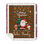 Personalized Gift Tartan Plaid Blanket Clan Seton Modern With Funny Santa Snowman Reindeer Merry Christmas Gift Sherpa Blanket, blue plaid sherpa blanket,blue tartan sherpa blanket,Buchan,buffalo plaid sherpa blanket,christmas sherpa blanket,Christmas Throw Blanket