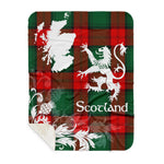 Sherpa Blanket - Tartan Blanket Thistle and Lion Scottish Clan Stewart Atholl Modern Plaid Blanket, plaid sherpa blanket queen,purple sherpa blanket,queen sherpa blanket,queen size sherpa blanket,red sherpa blanket,scottish tartan blankets,sherpa blanket,sherpa christmas blanket