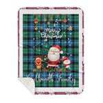 Personalized Gift Tartan Plaid Blanket Clan Galbraith Ancient With Funny Santa Snowman Reindeer Merry Christmas Gift Sherpa Blanket, blue plaid sherpa blanket,blue tartan sherpa blanket,Buchan,buffalo plaid sherpa blanket,christmas sherpa blanket,Christmas Throw Blanket
