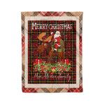 Personalized Gift Plaid Tartan Blanket Clan MacAlister of Skye With Moose Lover Xmas Gift Santa Riding Christmas Fleece Blanket