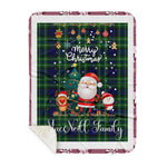 Personalized Gift Tartan Plaid Blanket Clan MacNeill Of Colonsay Hunting With Funny Santa Snowman Reindeer Merry Christmas Gift Sherpa Blanket, blue plaid sherpa blanket,blue tartan sherpa blanket,Buchan,buffalo plaid sherpa blanket,christmas sherpa blanket,Christmas Throw Blanket