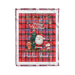 Personalized Gift Tartan Plaid Blanket Clan Preston With Funny Santa Snowman Reindeer Merry Christmas Fleece Blanket, Home Living Room, Plaid Blanket, Tartan Blanket, Scottish Blanket, Buffalo fleece blanket, Christmas Blanket-Recovered