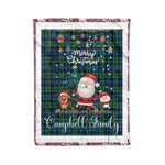 Personalized Gift Tartan Plaid Blanket Clan Campbell Ancient With Funny Santa Snowman Reindeer Merry Christmas Fleece Blanket, Home Living Room, Plaid Blanket, Tartan Blanket, Scottish Blanket, Buffalo fleece blanket, Christmas Blanket