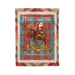 Personalized Gift Plaid Tartan Blanket Clan Dunbar Ancient With Moose Lover Xmas Gift Santa Riding Christmas Fleece Blanket