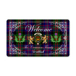 Doormat - Welcome Mat Scottish Clan Cameron Of Erracht Modern Tartan Door Mat, Plaid Doormat With Thistle and Two Lion Scottish