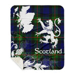 Sherpa Blanket - Tartan Blanket Thistle and Lion Scottish Clan Gunn Plaid Blanket, plaid sherpa blanket queen,purple sherpa blanket,queen sherpa blanket,queen size sherpa blanket,red sherpa blanket,scottish tartan blankets,sherpa blanket,sherpa christmas blanket