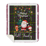 Personalized Gift Tartan Plaid Blanket Clan Hall With Funny Santa Snowman Reindeer Merry Christmas Gift Sherpa Blanket, blue plaid sherpa blanket,blue tartan sherpa blanket,Buchan,buffalo plaid sherpa blanket,christmas sherpa blanket,Christmas Throw Blanket