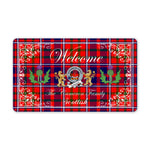 Doormat - Welcome Mat Scottish Clan Badge Cameron Of Lochiel Modern Tartan Door Mat, Plaid Doormat With Thistle and Two Lion Scottish