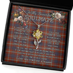 To My Beautiful Soulmate Sunflower Necklace In Your Eyes I Have Found My Home Clan Ainslie Tartan Jewelry For Girlfriend, Tartan Sunflower Pendant Necklace, Scottish Tartan Jewelry, valentine necklace, necklace girlfriend, necklace for wife, cute necklaces for girlfriend, jewelry for girlfriend, to my soulmate necklace, to my future wife necklace