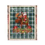Personalized Gift Plaid Tartan Blanket Clan Forbes Dress With Moose Lover Xmas Gift Santa Riding Christmas Fleece Blanket