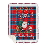 Personalized Gift Tartan Plaid Blanket Clan MacTavish With Funny Santa Snowman Reindeer Merry Christmas Gift Sherpa Blanket, blue plaid sherpa blanket,blue tartan sherpa blanket,Buchan,buffalo plaid sherpa blanket,christmas sherpa blanket,Christmas Throw Blanket