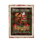 Personalized Gift Plaid Tartan Blanket Clan Buchan With Moose Lover Xmas Gift Santa Riding Christmas Fleece Blanket