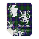 Sherpa Blanket - Tartan Blanket Thistle and Lion Scottish Clan MacThomas Plaid Blanket, plaid sherpa blanket queen,purple sherpa blanket,queen sherpa blanket,queen size sherpa blanket,red sherpa blanket,scottish tartan blankets,sherpa blanket,sherpa christmas blanket