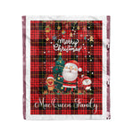 Personalized Gift Tartan Plaid Blanket Clan MacQueen With Funny Santa Snowman Reindeer Merry Christmas Fleece Blanket, Home Living Room, Plaid Blanket, Tartan Blanket, Scottish Blanket, Buffalo fleece blanket, Christmas Blanket