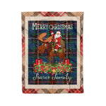 Personalized Gift Plaid Tartan Blanket Clan Fraser Hunting Ancient With Moose Lover Xmas Gift Santa Riding Christmas Fleece Blanket