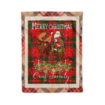 Personalized Gift Plaid Tartan Blanket Clan Crief District With Moose Lover Xmas Gift Santa Riding Christmas Fleece Blanket