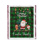 Personalized Gift Tartan Plaid Blanket Clan Lundin With Funny Santa Snowman Reindeer Merry Christmas Fleece Blanket, Home Living Room, Plaid Blanket, Tartan Blanket, Scottish Blanket, Buffalo fleece blanket, Christmas Blanket