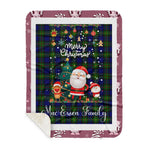 Personalized Gift Tartan Plaid Blanket Clan MacEwen With Funny Santa Snowman Reindeer Merry Christmas Gift Sherpa Blanket, blue plaid sherpa blanket,blue tartan sherpa blanket,Buchan,buffalo plaid sherpa blanket,christmas sherpa blanket,Christmas Throw Blanket