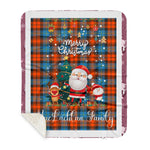 Personalized Gift Tartan Plaid Blanket Clan MacLachlan Ancient With Funny Santa Snowman Reindeer Merry Christmas Gift Sherpa Blanket, blue plaid sherpa blanket,blue tartan sherpa blanket,Buchan,buffalo plaid sherpa blanket,christmas sherpa blanket,Christmas Throw Blanket