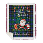 Personalized Gift Tartan Plaid Blanket Clan Baird Modern With Funny Santa Snowman Reindeer Merry Christmas Gift Sherpa Blanket, blue plaid sherpa blanket,blue tartan sherpa blanket,Buchan,buffalo plaid sherpa blanket,christmas sherpa blanket,Christmas Throw Blanket