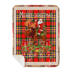 Personalized Gift Plaid Tartan Blanket Clan MacGill With Moose Lover Xmas Gift Santa Riding Buffalo Plaid Christmas Sherpa Blanket