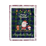 Personalized Gift Tartan Plaid Blanket Clan Marjoribanks Modern With Funny Santa Snowman Reindeer Merry Christmas Fleece Blanket, Home Living Room, Plaid Blanket, Tartan Blanket, Scottish Blanket, Buffalo fleece blanket, Christmas Blanket