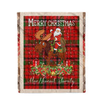 Personalized Gift Plaid Tartan Blanket Clan MacNeacail With Moose Lover Xmas Gift Santa Riding Christmas Fleece Blanket
