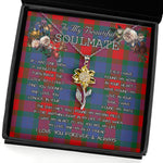 To My Beautiful Soulmate Sunflower Necklace In Your Eyes I Have Found My Home Clan Mar Tartan Jewelry For Girlfriend, Tartan Sunflower Pendant Necklace, Scottish Tartan Jewelry, valentine necklace, necklace girlfriend, necklace for wife, cute necklaces for girlfriend, jewelry for girlfriend, to my soulmate necklace, to my future wife necklace