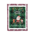 Personalized Gift Tartan Plaid Blanket Clan MacArthur Ancient With Funny Santa Snowman Reindeer Merry Christmas Fleece Blanket, Home Living Room, Plaid Blanket, Tartan Blanket, Scottish Blanket, Buffalo fleece blanket, Christmas Blanket