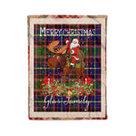 Personalized Gift Plaid Tartan Blanket Clan Glas With Moose Lover Xmas Gift Santa Riding Christmas Fleece Blanket