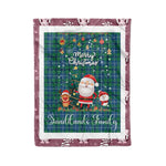 Personalized Gift Tartan Plaid Blanket Clan Sandilands Ancient With Funny Santa Snowman Reindeer Merry Christmas Fleece Blanket, Home Living Room, Plaid Blanket, Tartan Blanket, Scottish Blanket, Buffalo fleece blanket, Christmas Blanket