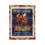 Personalized Gift Plaid Tartan Blanket Clan Grewar With Moose Lover Xmas Gift Santa Riding Christmas Fleece Blanket