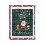 Personalized Gift Tartan Plaid Blanket Clan Fletcher of Dunan With Funny Santa Snowman Reindeer Merry Christmas Fleece Blanket, Home Living Room, Plaid Blanket, Tartan Blanket, Scottish Blanket, Buffalo fleece blanket, Christmas Blanket