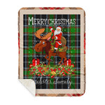 Personalized Gift Plaid Tartan Blanket Clan Webster With Moose Lover Xmas Gift Santa Riding Buffalo Plaid Christmas Sherpa Blanket
