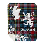Sherpa Blanket - Tartan Blanket Thistle and Lion Scottish Clan Comyn Plaid Blanket, plaid sherpa blanket queen,purple sherpa blanket,queen sherpa blanket,queen size sherpa blanket,red sherpa blanket,scottish tartan blankets,sherpa blanket,sherpa christmas blanket