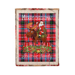 Personalized Gift Plaid Tartan Blanket Clan Straiton With Moose Lover Xmas Gift Santa Riding Christmas Fleece Blanket