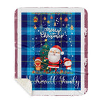 Personalized Gift Tartan Plaid Blanket Clan McKerrell With Funny Santa Snowman Reindeer Merry Christmas Gift Sherpa Blanket, blue plaid sherpa blanket,blue tartan sherpa blanket,Buchan,buffalo plaid sherpa blanket,christmas sherpa blanket,Christmas Throw Blanket