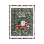 Personalized Gift Tartan Plaid Blanket Clan Craig With Funny Santa Snowman Reindeer Merry Christmas Fleece Blanket, Home Living Room, Plaid Blanket, Tartan Blanket, Scottish Blanket, Buffalo fleece blanket, Christmas Blanket