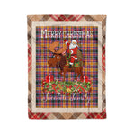 Personalized Gift Plaid Tartan Blanket Clan Jacobite With Moose Lover Xmas Gift Santa Riding Christmas Fleece Blanket