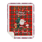 Personalized Gift Tartan Plaid Blanket Clan Maule With Funny Santa Snowman Reindeer Merry Christmas Gift Sherpa Blanket, blue plaid sherpa blanket,blue tartan sherpa blanket,Buchan,buffalo plaid sherpa blanket,christmas sherpa blanket,Christmas Throw Blanket