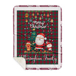 Personalized Gift Tartan Plaid Blanket Clan Fotheringham With Funny Santa Snowman Reindeer Merry Christmas Gift Sherpa Blanket, blue plaid sherpa blanket,blue tartan sherpa blanket,Buchan,buffalo plaid sherpa blanket,christmas sherpa blanket,Christmas Throw Blanket