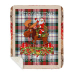 Personalized Gift Plaid Tartan Blanket Clan MacDuff Dress Modern With Moose Lover Xmas Gift Santa Riding Buffalo Plaid Christmas Sherpa Blanket