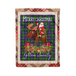 Personalized Gift Plaid Tartan Blanket Clan Gillon With Moose Lover Xmas Gift Santa Riding Christmas Fleece Blanket