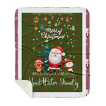 Personalized Gift Tartan Plaid Blanket Clan MacAlister Hunting With Funny Santa Snowman Reindeer Merry Christmas Gift Sherpa Blanket, blue plaid sherpa blanket,blue tartan sherpa blanket,Buchan,buffalo plaid sherpa blanket,christmas sherpa blanket,Christmas Throw Blanket