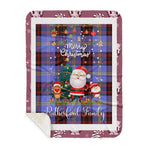 Personalized Gift Tartan Plaid Blanket Clan Rutherford With Funny Santa Snowman Reindeer Merry Christmas Gift Sherpa Blanket, blue plaid sherpa blanket,blue tartan sherpa blanket,Buchan,buffalo plaid sherpa blanket,christmas sherpa blanket,Christmas Throw Blanket